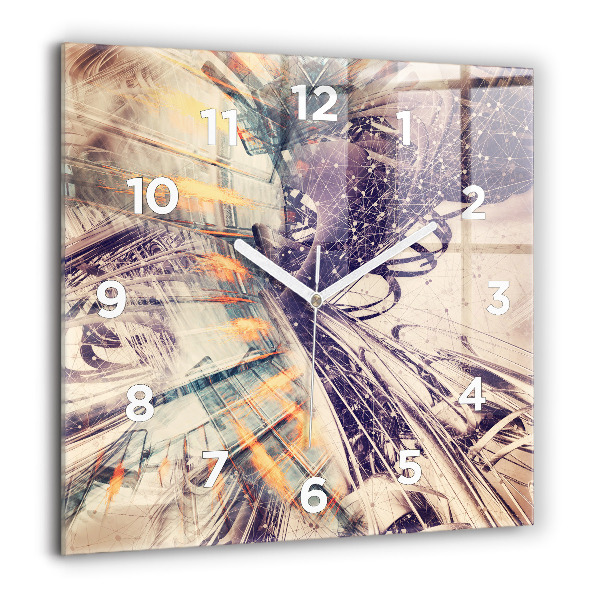 Square glass wall clock Abstract mechanism