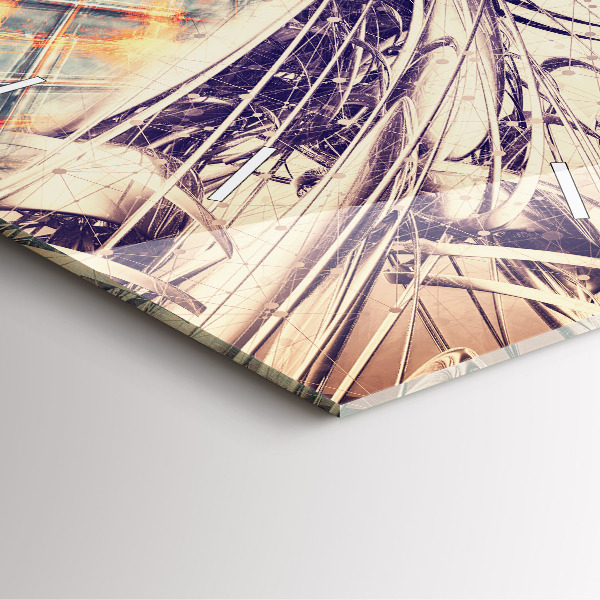 Square glass wall clock Abstract mechanism