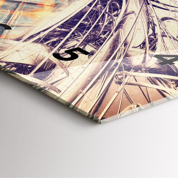 Square glass wall clock Abstract mechanism