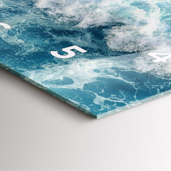 Square glass wall clock Sea waves