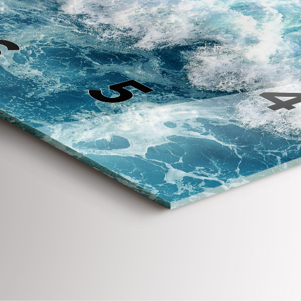 Square glass wall clock Sea waves
