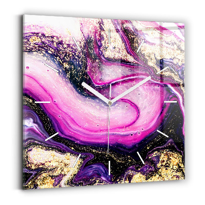 Square glass wall clock Abstract marble