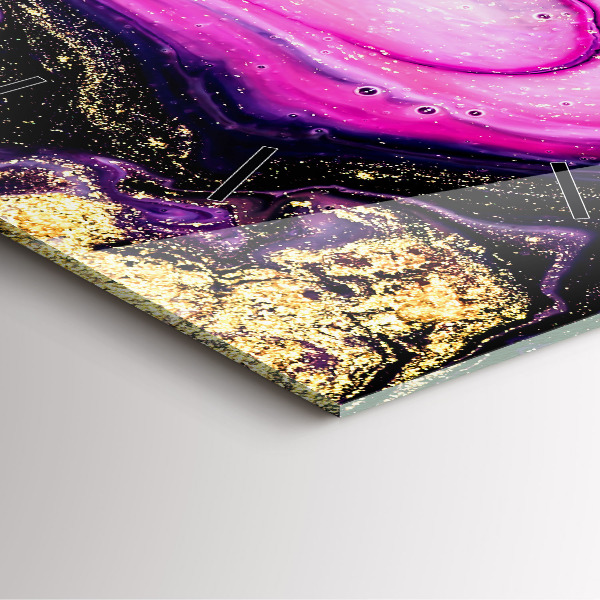 Square glass wall clock Abstract marble