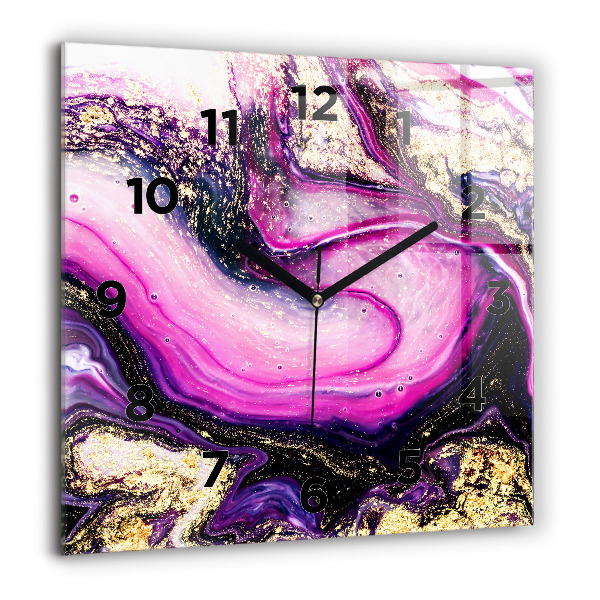Square glass wall clock Abstract marble