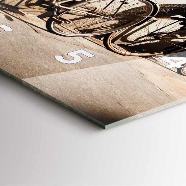 Square glass wall clock Italian bike