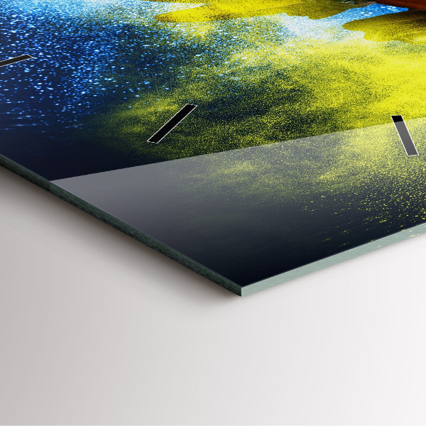 Square glass wall clock Colorful parrot