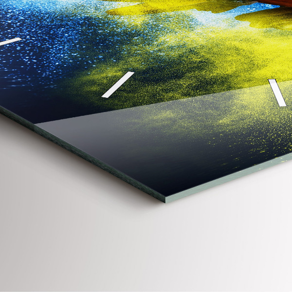 Square glass wall clock Colorful parrot