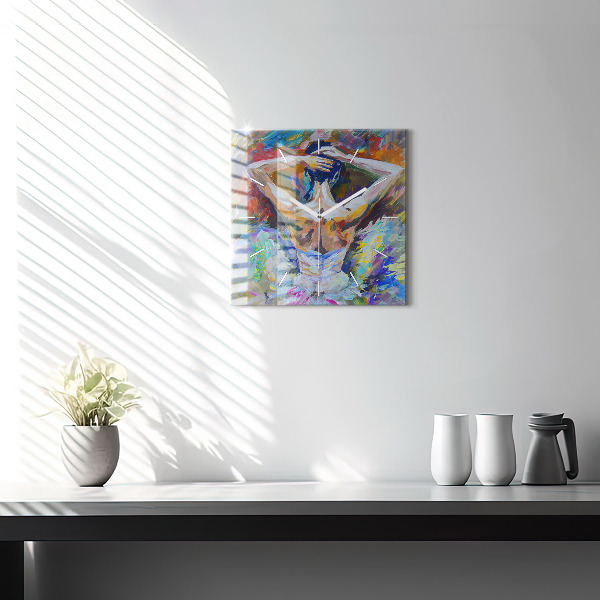 Square glass wall clock Painted Ballerina