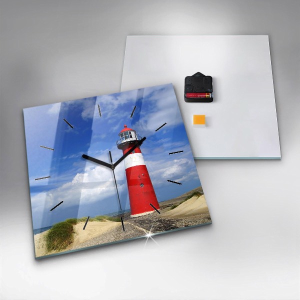 Square glass wall clock Lighthouse
