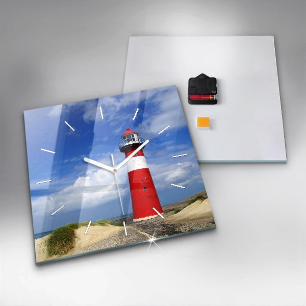Square glass wall clock Lighthouse