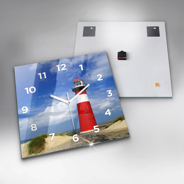 Square glass wall clock Lighthouse
