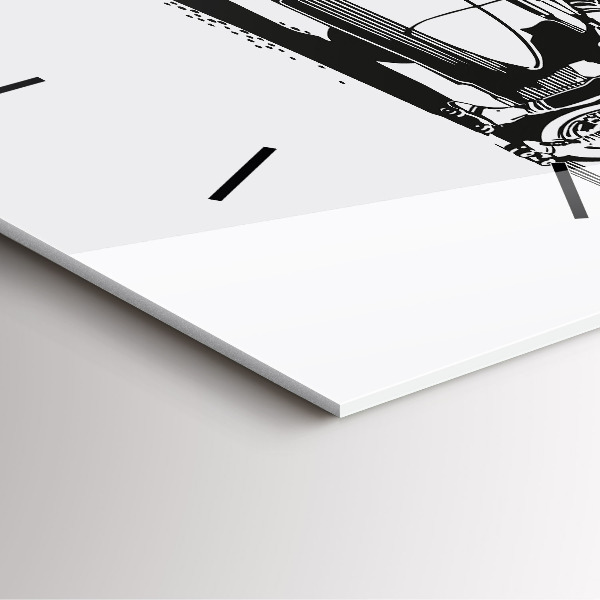 Square glass wall clock Retro Illustration