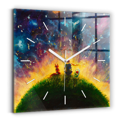 Square glass wall clock Abstraction The Little Prince