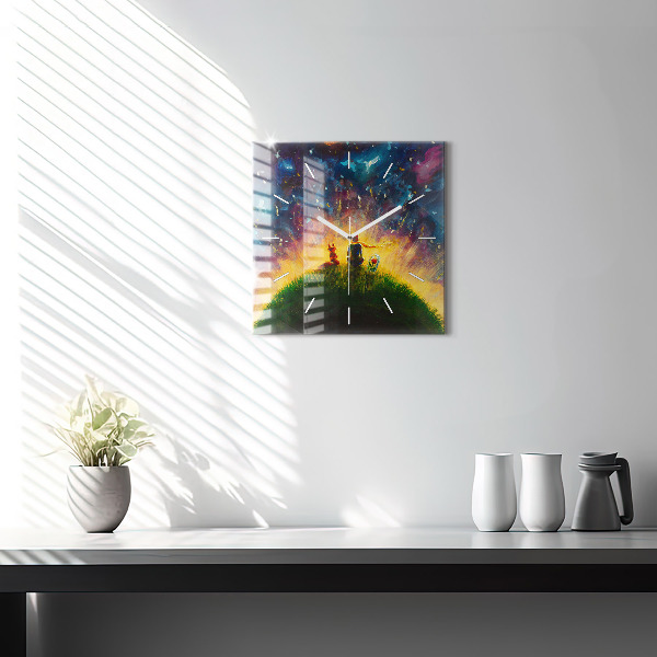 Square glass wall clock Abstraction The Little Prince