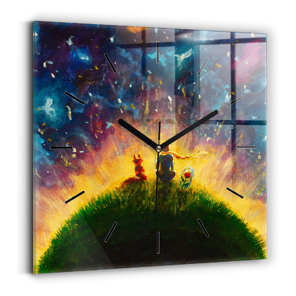 Square glass wall clock Abstraction The Little Prince