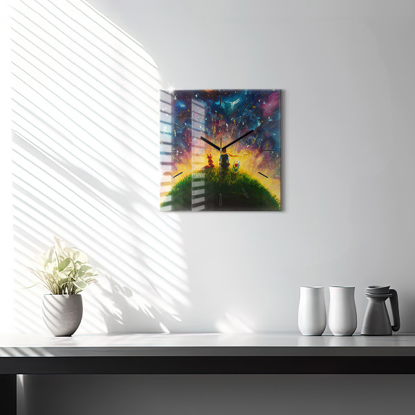 Square glass wall clock Abstraction The Little Prince