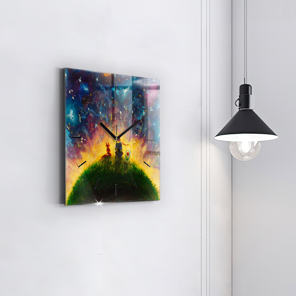 Square glass wall clock Abstraction The Little Prince