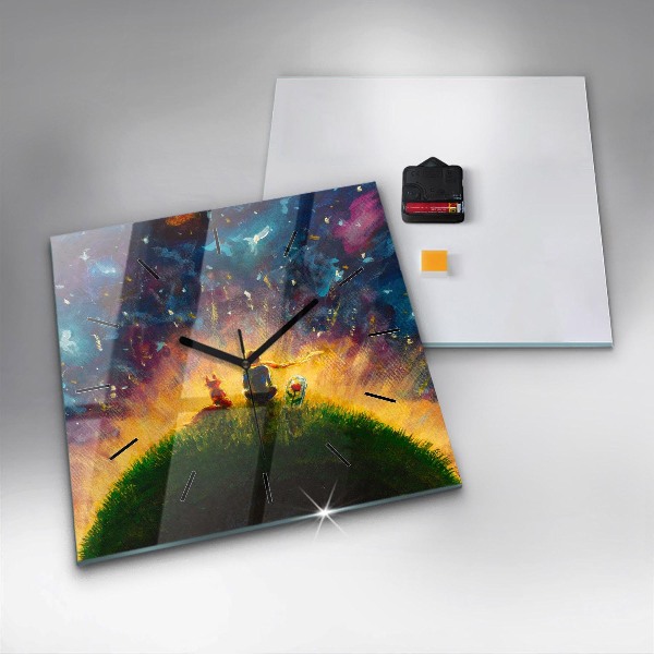 Square glass wall clock Abstraction The Little Prince