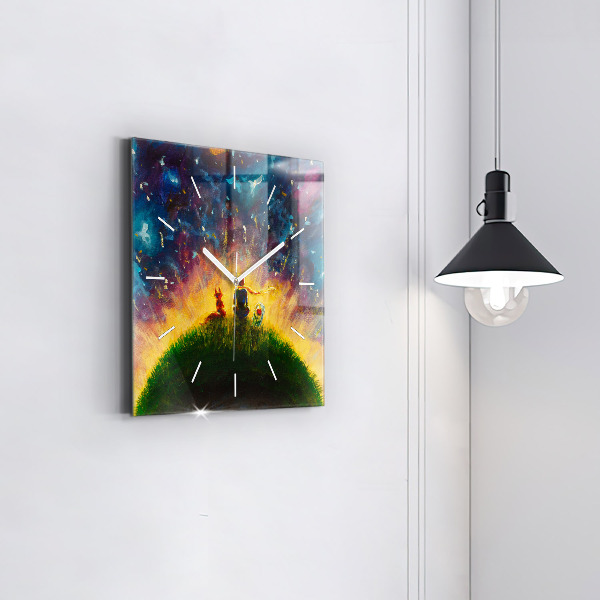 Square glass wall clock Abstraction The Little Prince