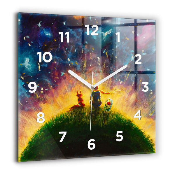 Square glass wall clock Abstraction The Little Prince