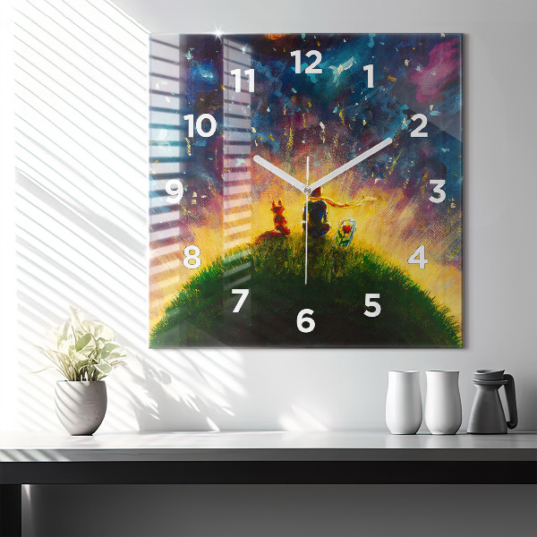 Square glass wall clock Abstraction The Little Prince