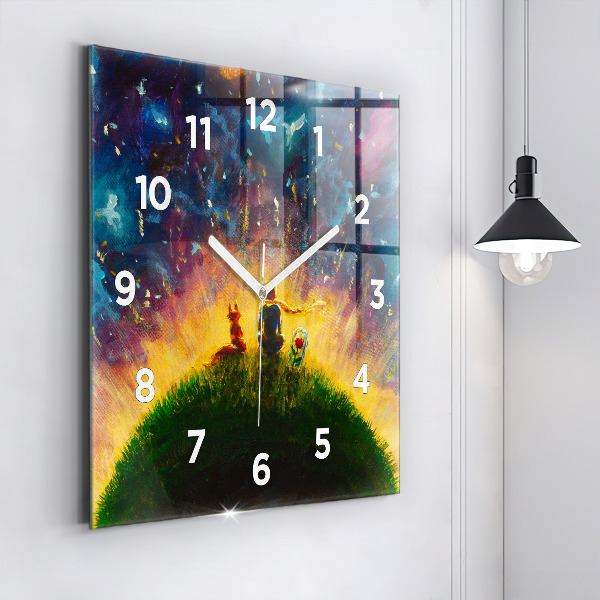 Square glass wall clock Abstraction The Little Prince