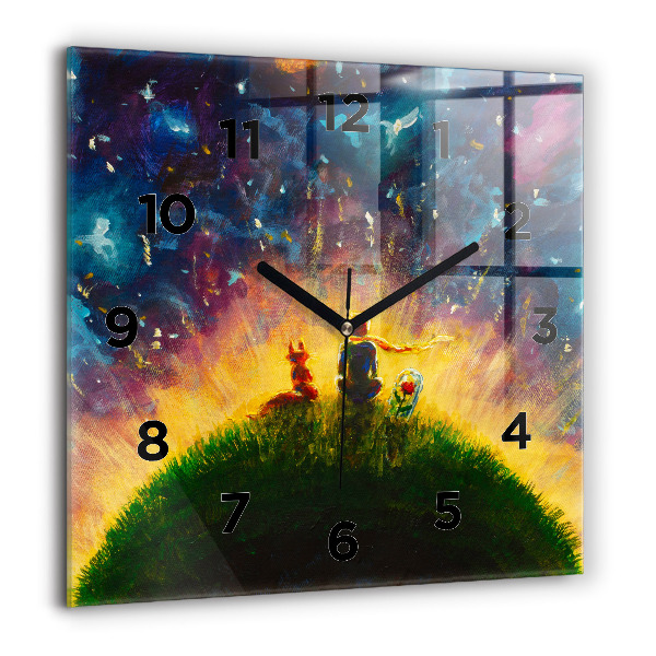 Square glass wall clock Abstraction The Little Prince