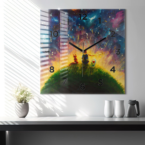 Square glass wall clock Abstraction The Little Prince