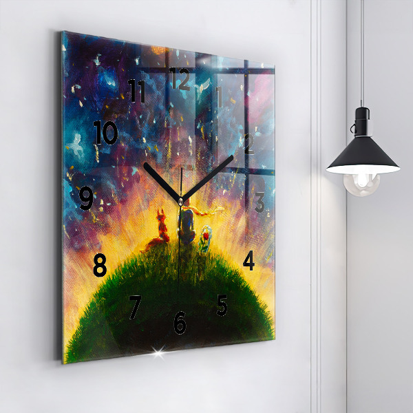 Square glass wall clock Abstraction The Little Prince