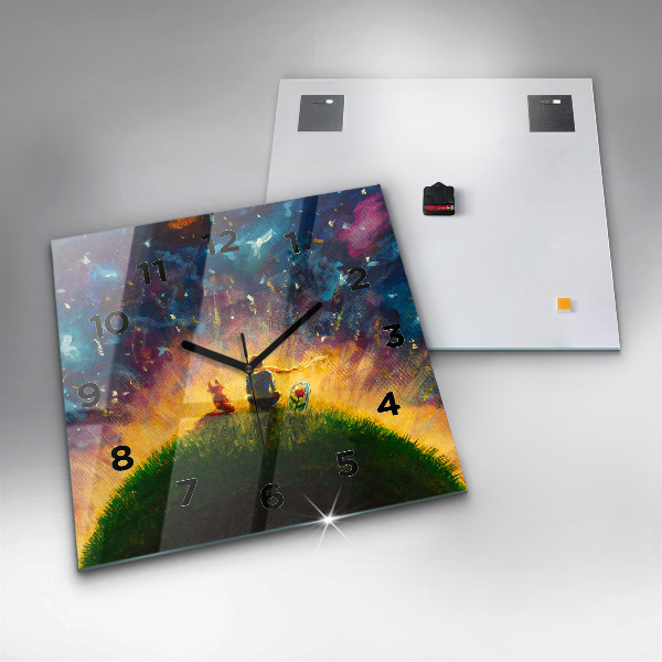 Square glass wall clock Abstraction The Little Prince