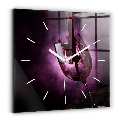 Square glass wall clock Wine glass