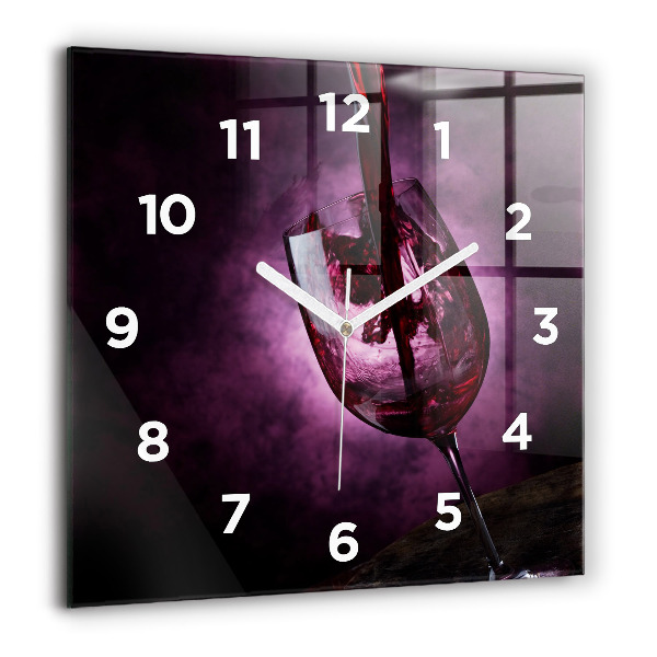 Square glass wall clock Wine glass