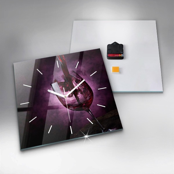 Square glass wall clock Wine glass