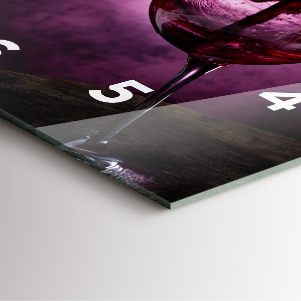 Square glass wall clock Wine glass