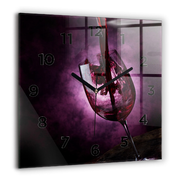 Square glass wall clock Wine glass