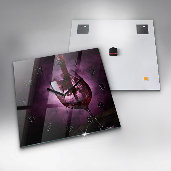 Square glass wall clock Wine glass