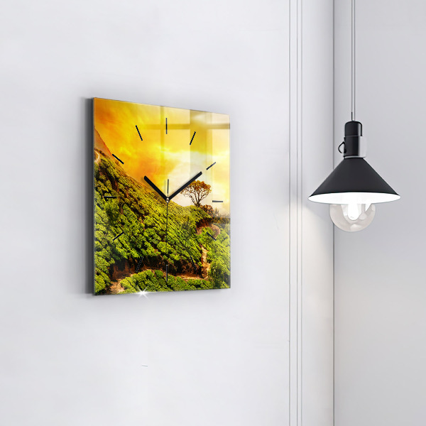 Square glass wall clock Tea Hill