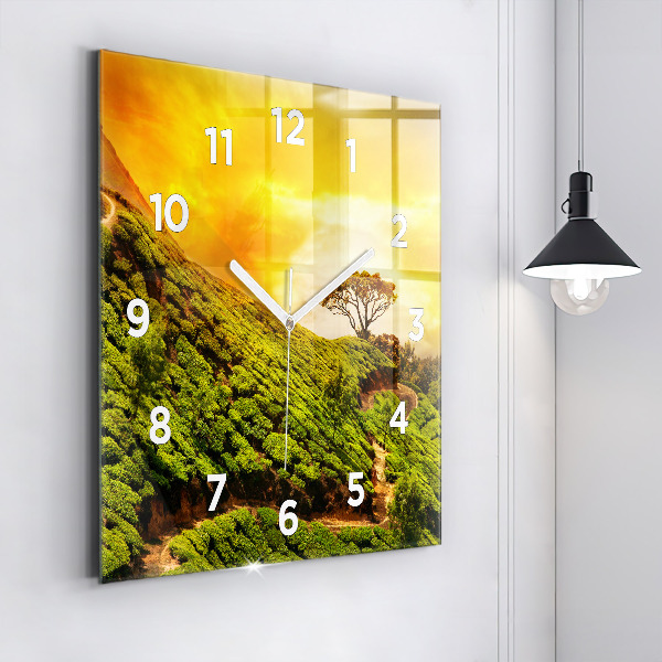 Square glass wall clock Tea Hill