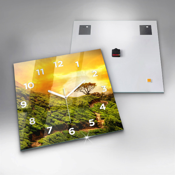Square glass wall clock Tea Hill
