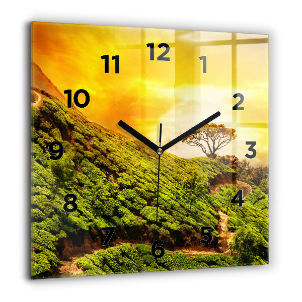 Square glass wall clock Tea Hill