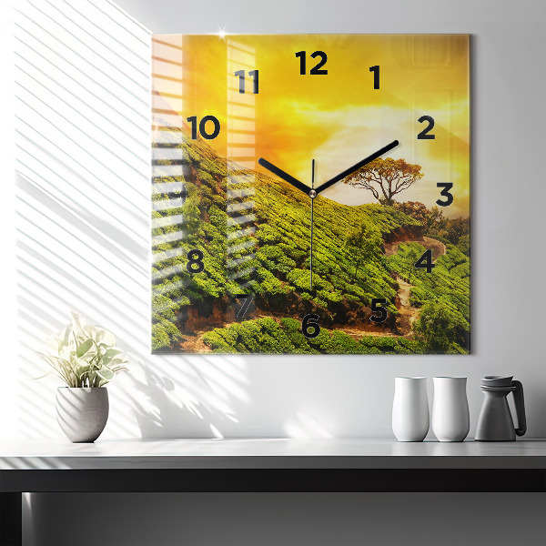 Square glass wall clock Tea Hill