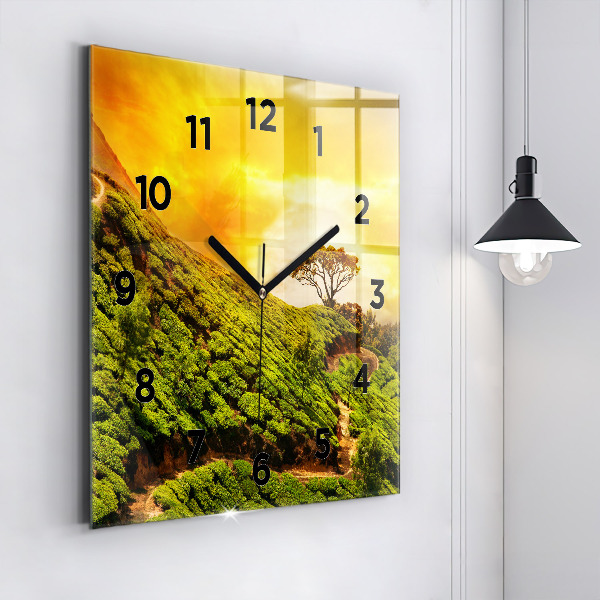 Square glass wall clock Tea Hill