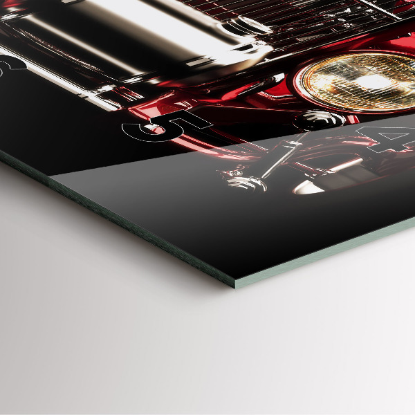 Square glass wall clock Old vintage car