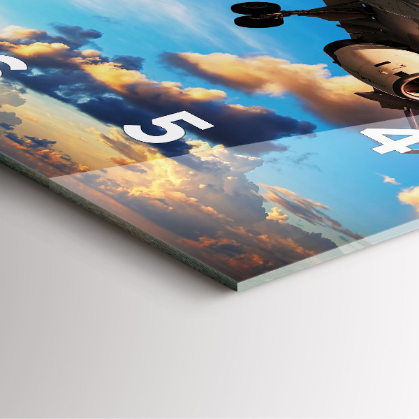 Square glass wall clock Airplane in the clouds