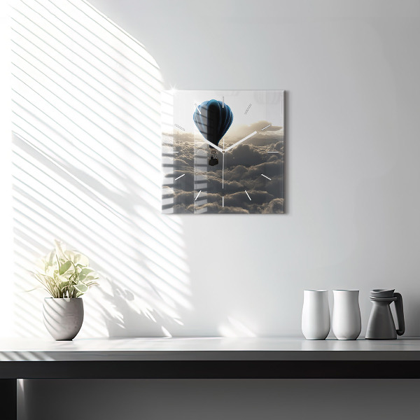 Square glass wall clock Balloon in the sky