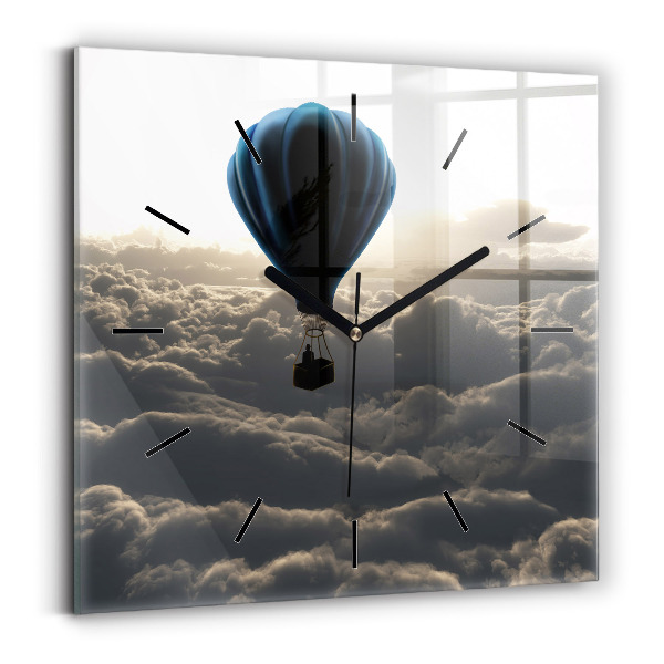 Square glass wall clock Balloon in the sky