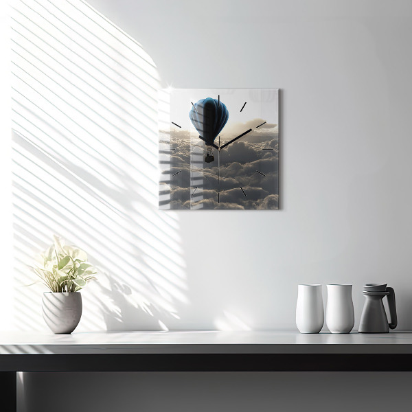 Square glass wall clock Balloon in the sky