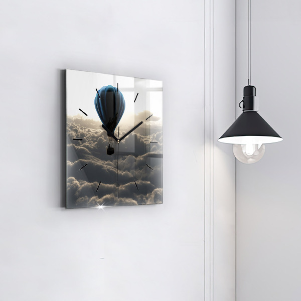 Square glass wall clock Balloon in the sky