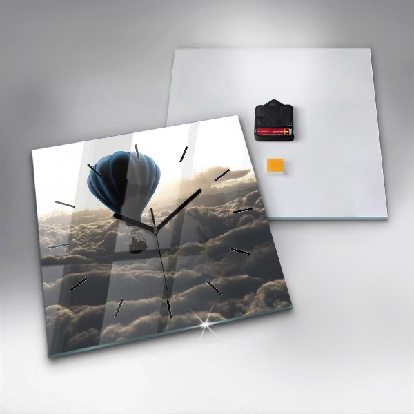 Square glass wall clock Balloon in the sky