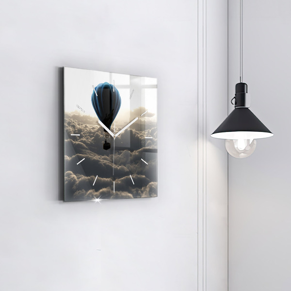 Square glass wall clock Balloon in the sky